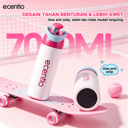 ecentio Tumbler Stainless anak 550ml/750ml Portable Thermos Botol Minum Besar Dengan Tas Tahan Panas Dingin 24 Jam Aesthetic Lucu Termos Air Panas Kopi Dengan Sedotan Cocok Untuk Sekolah Anak Laki-Laki