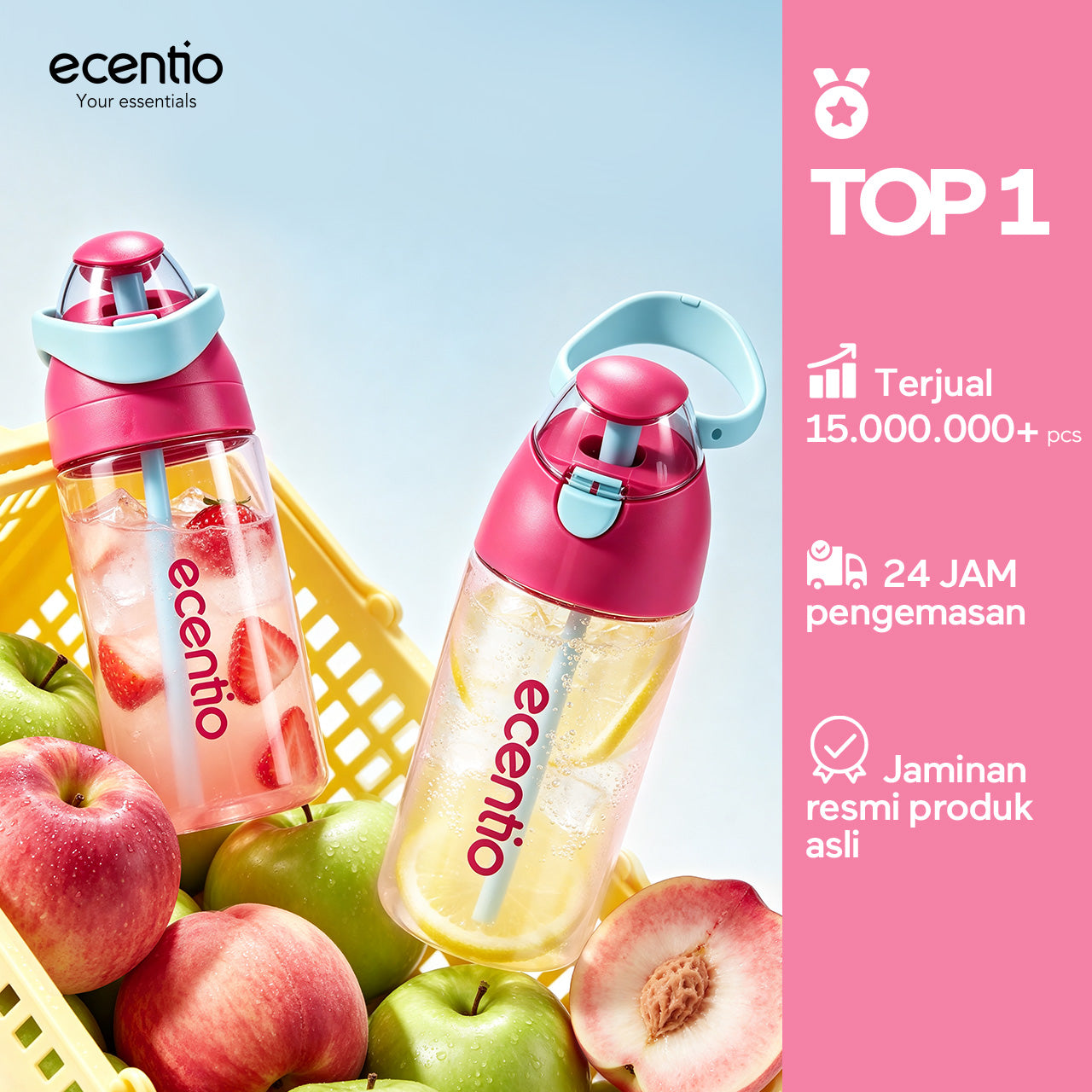 ecentio Tumbler Stainless anak 550ml/750ml Portable Thermos Botol Minum Besar Dengan Tas Tahan Panas Dingin 24 Jam Aesthetic Lucu Termos Air Panas Kopi Dengan Sedotan Cocok Untuk Sekolah Anak Laki-Laki