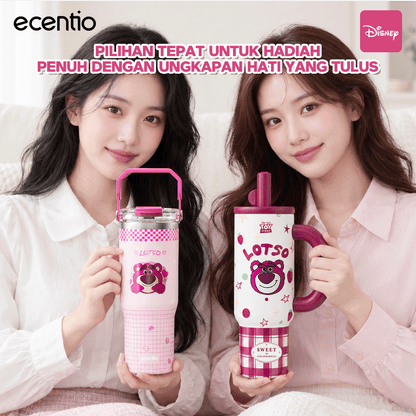 [Lotso][HOT] ecentio Tumbler Stainless Steel 1200ml Lotso Disney Botol Minum Termos Vacuum Tahan Dingin Panas 24 Jam Anti Bocor dengan Sedotan Aesthetic Portable