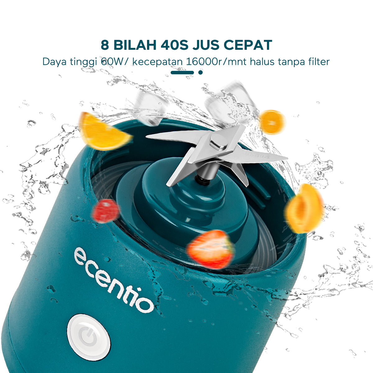 ecentio 8 mata pisau blender 2cup portable juicer +Ramadan Tumblr Gelas Kaca Perak Seri Radiant - ecentio