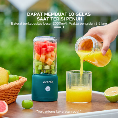 ecentio 8 mata pisau blender 2cup portable juicer +Ramadan Tumblr Gelas Kaca Perak Seri Radiant - ecentio