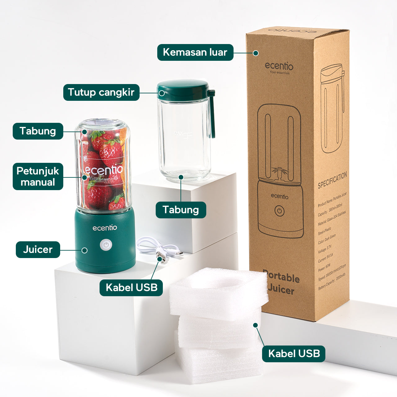 ecentio 8 mata pisau blender 2cup portable juicer