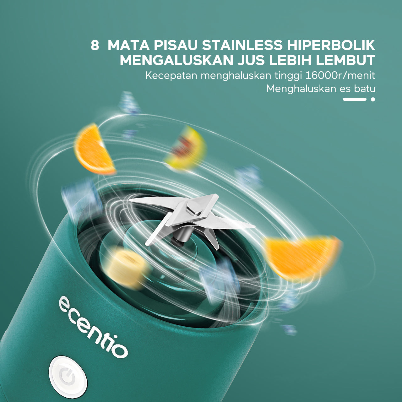 ecentio juice portable 8 pisau kaca blender/juicer 2 botol mini USB Blander Jus Vitamin