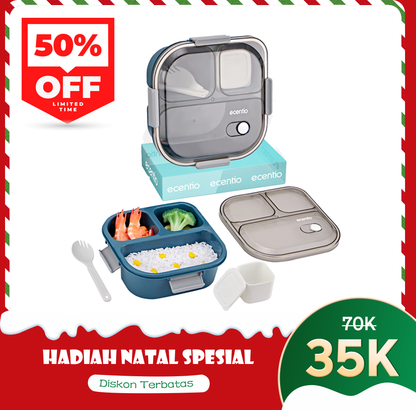 ecentio 3 grid anti tumpah tempat bekal 1100ml Kotak makan wadah bekal kotak sup 100ml BPA FREE-HW