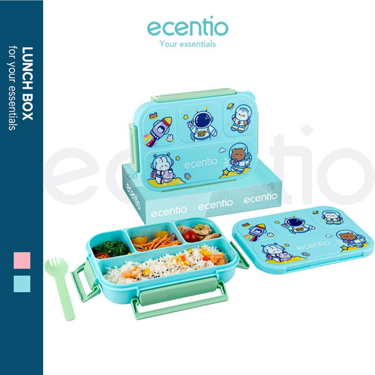 【wholesale only】ecentio Kotak Bekal Makan Anak 4 grids 1000ML