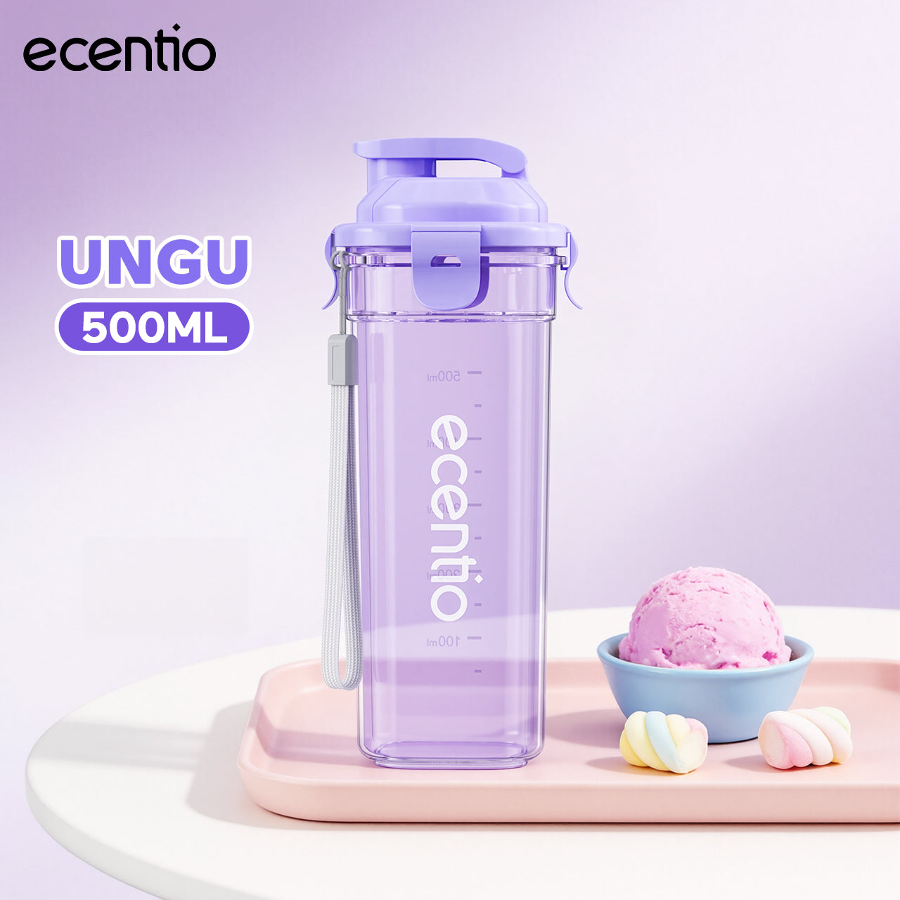 ecentio botol minum aesthetic portable-500ml aesthetic Olahraga bottle tail benning Anti Bocor botol plastik dengan saringan teh botol minum anak laki bpa free botol tumbler