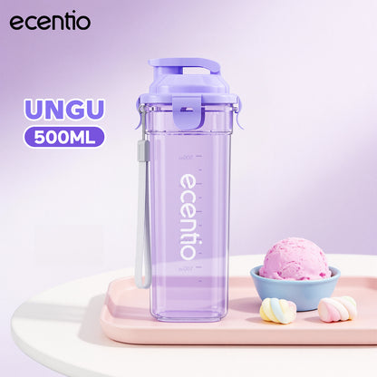 ecentio botol minum aesthetic portable-500ml aesthetic Olahraga bottle tail benning Anti Bocor botol plastik dengan saringan teh botol minum anak laki bpa free botol tumbler