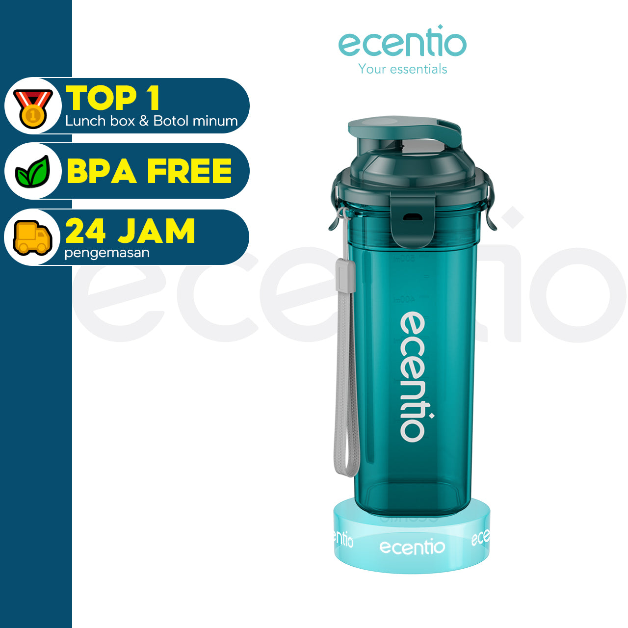 【Group discount】ecentio botol air minum Portable 500ml Olahraga bottle tail benning Anti Bocor BPA free dengan saringan teh