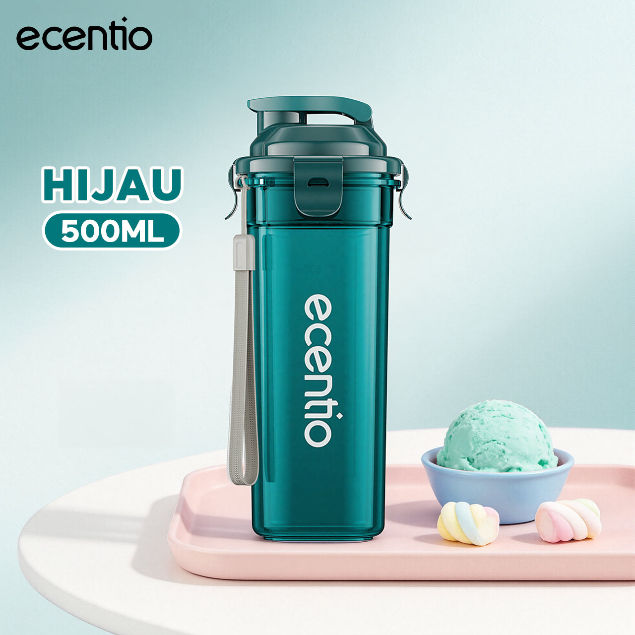 ecentio botol minum aesthetic portable-500ml aesthetic Olahraga bottle tail benning Anti Bocor botol plastik dengan saringan teh botol minum anak laki bpa free botol tumbler