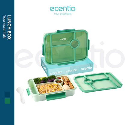 ecentio  3 sekat kotak makan 1000ML+50ML anti bocor lunch box dan kotak saus BPA FREE