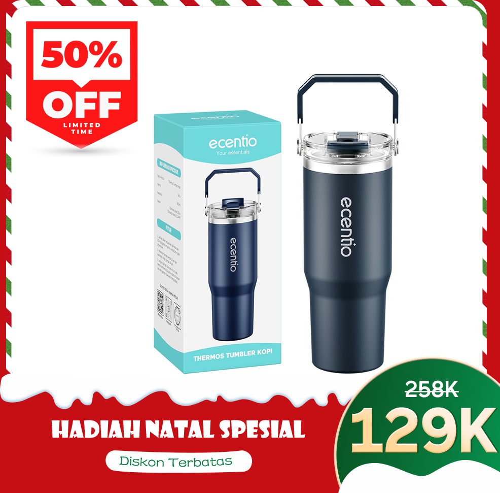 ecentio Tumbler Minum 900ml Stainless Steel | Anti Bocor, Premium & Tahan Panas Dingin
