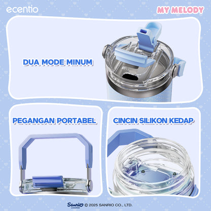 【ORI】ecentio tumbler stainless 900ml Sanrio melody luch aesthetic tahan dingin 24jam botol dengan sedotan