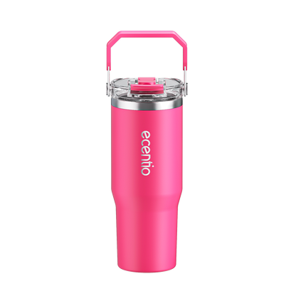 ecentio tumbler stainless 900ml tahan dingin 24 jam botol minum aesthetic warna baru pink & cream white