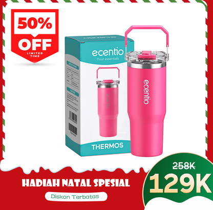 ecentio Tumbler Minum 900ml Stainless Steel | Anti Bocor, Premium & Tahan Panas Dingin