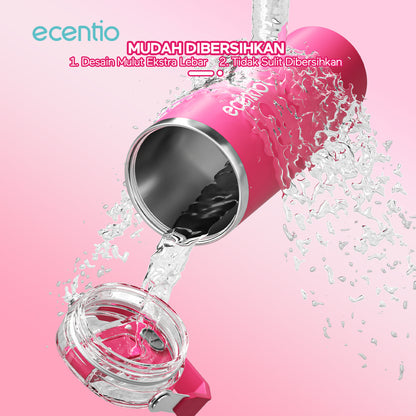 ecentio tumbler stainless 900ml tahan dingin 24 jam botol minum aesthetic warna baru pink & cream white