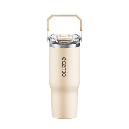 ecentio tumbler stainless 900ml tahan dingin 24 jam botol minum aesthetic warna baru pink & cream white