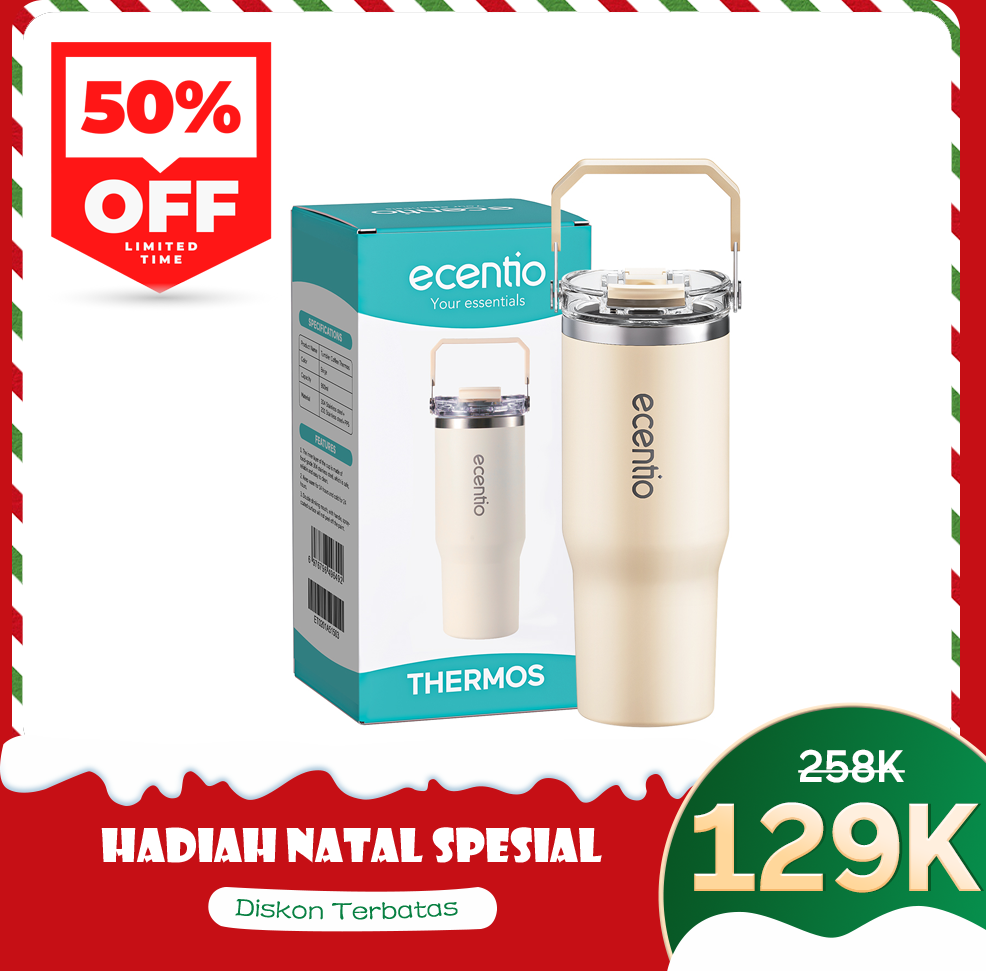 ecentio Tumbler Minum 900ml Stainless Steel | Anti Bocor, Premium & Tahan Panas Dingin