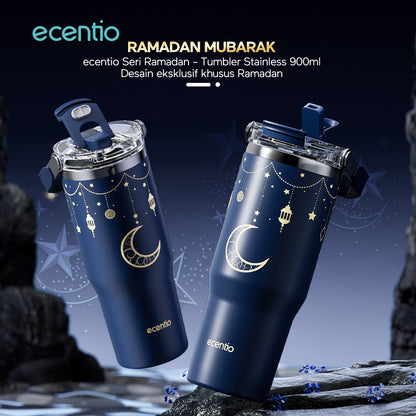 【Ramadan Exclusive】ecentio tumbler Stainless Vacuum 900ml Portable Thermos Botol minum besar