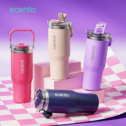 ecentio tumbler Stainless Vacuum 900ml ungu briu/pink/beige Portable Thermos Botol minum besar
