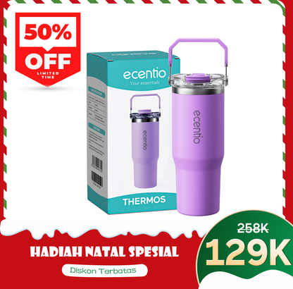 ecentio Tumbler Minum 900ml Stainless Steel | Anti Bocor, Premium & Tahan Panas Dingin