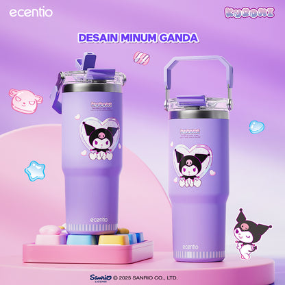 【ORI】ecentio tumbler stainless 900ml Sanrio Kuromi luch aesthetic tahan dingin 24jam botol dengan sedotan