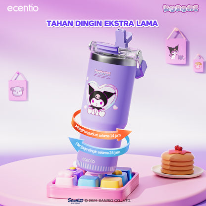 【ORI】ecentio tumbler stainless 900ml Sanrio Kuromi luch aesthetic tahan dingin 24jam botol dengan sedotan