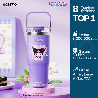 【ORI】ecentio tumbler stainless 900ml Sanrio Kuromi luch aesthetic tahan dingin 24jam botol dengan sedotan