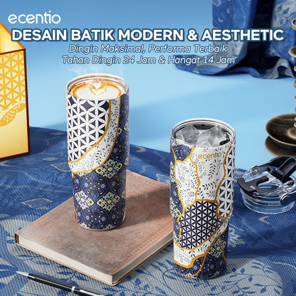 ecentio Ramadhan Gift Set — Tumbler Stainless Batik 900ml + Snack Box + Sajadah