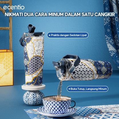 ecentio Ramadhan Gift Set — Tumbler Stainless Batik 900ml + Snack Box + Sajadah