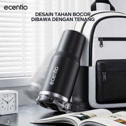 ecentio Tumbler Stainless 304 1200ml Desain Minimalis Elegan, Botol Minum Besar Portable Anti Bocor, Thermos Tahan Panas Dingin 24 Jam Dengan Sedotan, Cocok untuk Minum Kopi, Sekolah & Penggunaan Sehari-Hari
