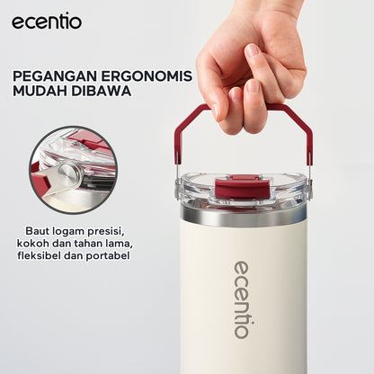 ecentio Tumbler Stainless 304 1200ml Desain Minimalis Elegan, Botol Minum Besar Portable Anti Bocor, Thermos Tahan Panas Dingin 24 Jam Dengan Sedotan, Cocok untuk Minum Kopi, Sekolah & Penggunaan Sehari-Hari