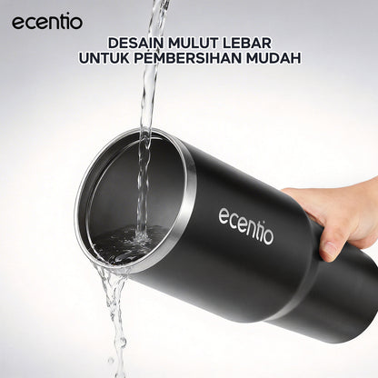 ecentio Tumbler Stainless 304 1200ml Desain Minimalis Elegan, Botol Minum Besar Portable Anti Bocor, Thermos Tahan Panas Dingin 24 Jam Dengan Sedotan, Cocok untuk Minum Kopi, Sekolah & Penggunaan Sehari-Hari