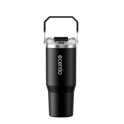 ecentio Tumbler Stainless 304 1200ml Desain Minimalis Elegan, Botol Minum Besar Portable Anti Bocor, Thermos Tahan Panas Dingin 24 Jam Dengan Sedotan, Cocok untuk Minum Kopi, Sekolah & Penggunaan Sehari-Hari