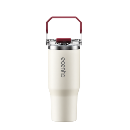 ecentio Tumbler Stainless 304 1200ml Desain Minimalis Elegan, Botol Minum Besar Portable Anti Bocor, Thermos Tahan Panas Dingin 24 Jam Dengan Sedotan, Cocok untuk Minum Kopi, Sekolah & Penggunaan Sehari-Hari