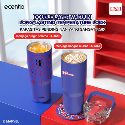 ecentio tumbler stainless 900ml Disney Spider Man botol minum aesthetic olahraga portable termos air panas botol minum 1 liter anti tumpah tahan panas 24 jam handle tersembunyi
