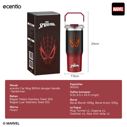 [Spider Man Series] ecentio tumbler stainless 900ml Spider Man botol minum aesthetic olahraga portable termos air panas botol minum 1 liter anti tumpah tahan panas 24 jam handle tersembunyi