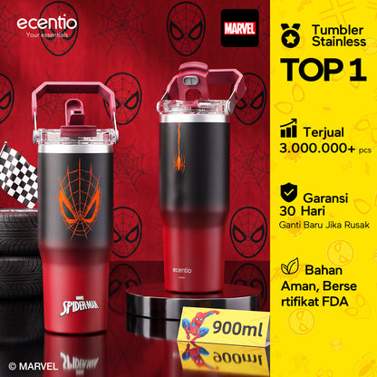 [Spider Man Series] ecentio tumbler stainless 900ml Spider Man botol minum aesthetic olahraga portable termos air panas botol minum 1 liter anti tumpah tahan panas 24 jam handle tersembunyi