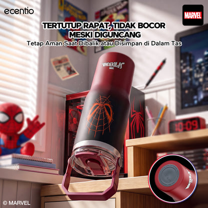 [Spider Man Series] ecentio tumbler stainless 900ml Spider Man botol minum aesthetic olahraga portable termos air panas botol minum 1 liter anti tumpah tahan panas 24 jam handle tersembunyi
