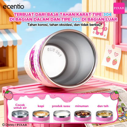 ecentio Tumbler Stainless Steel 900ML Toy Story Lotso Vacuum Thermos Botol Minum Besar Tahan Panas Dingin 24 Jam Dengan Sedotan Portable Aesthetic Disney Botol Air Kopi Anti Bocor