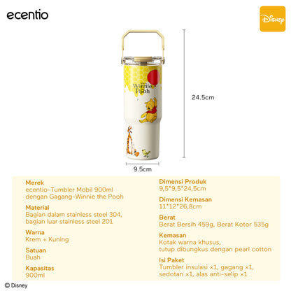 [Winnie the Pooh] ecentio Tumbler Stainless 900ml Disney Portable Thermos Botol Minum Besar Dengan Tas Tahan Panas Dingin 24 Jam Aesthetic Lucu Termos Air Panas Kopi Dengan Sedotan Cocok Untuk Sekolah Anak Laki-Laki