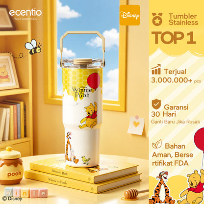 [Winnie the Pooh] ecentio Tumbler Stainless 900ml Disney Portable Thermos Botol Minum Besar Dengan Tas Tahan Panas Dingin 24 Jam Aesthetic Lucu Termos Air Panas Kopi Dengan Sedotan Cocok Untuk Sekolah Anak Laki-Laki