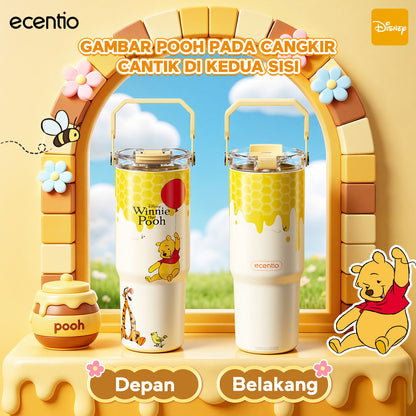 [Winnie the Pooh] ecentio Tumbler Stainless 900ml Disney Portable Thermos Botol Minum Besar Dengan Tas Tahan Panas Dingin 24 Jam Aesthetic Lucu Termos Air Panas Kopi Dengan Sedotan Cocok Untuk Sekolah Anak Laki-Laki