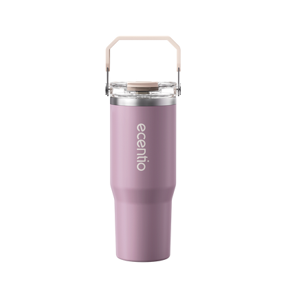 [Mauve Mist Series] ecentio Tumbler 670ml/900ml Desain Minimalis Elegan Botol Minum Portable Aesthetic Lucu Thermos Tahan Panas Dingin 24 Jam Anti Bocor Premium Sedotan Cocok Untuk Sekolah Anak Laki-Laki