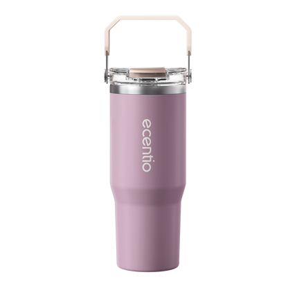 [Mauve Mist Series] ecentio Tumbler 670ml/900ml Desain Minimalis Elegan Botol Minum Portable Aesthetic Lucu Thermos Tahan Panas Dingin 24 Jam Anti Bocor Premium Sedotan Cocok Untuk Sekolah Anak Laki-Laki