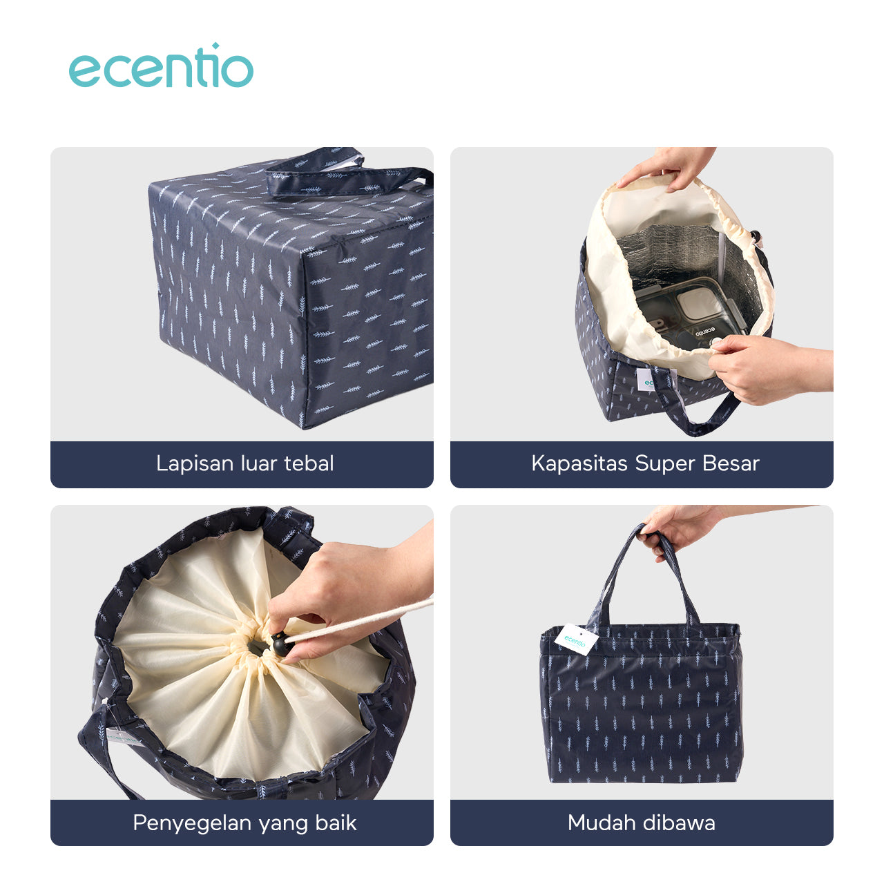 ecentio lunch bag /lunch tas Tas Bekal Makanan/Tote bag Waterproof ukuran besar