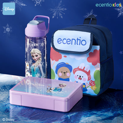 ecentio lunch box anak Disney seri Elsa set anti tumpah tas bekal botol minum