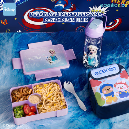 ecentio lunch box anak Disney seri Elsa set anti tumpah tas bekal botol minum