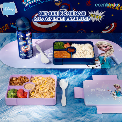 ecentio lunch box anak Disney seri Elsa set anti tumpah tas bekal botol minum