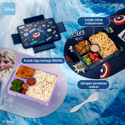 ecentio lunch box anak Disney seri Elsa set anti tumpah tas bekal botol minum