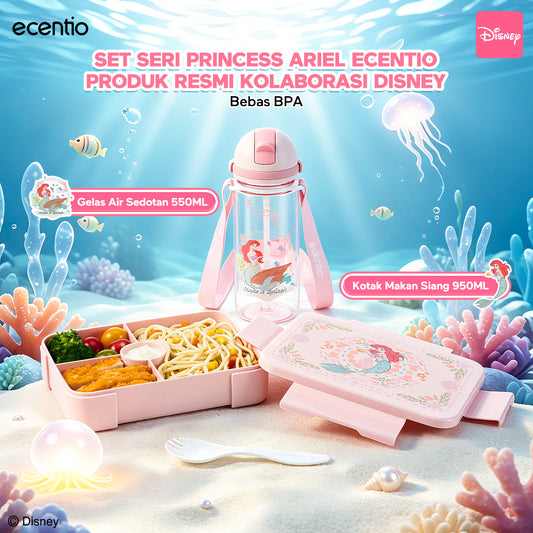 【PO 11 June】ecentio Set Seri Disney botol minum anak & kotak makan anak anti tumpah lunch box gratis sendok tas bekal tas sekolah back to school kotak snack aman makanan BPA Free tahan panas tahan bocor